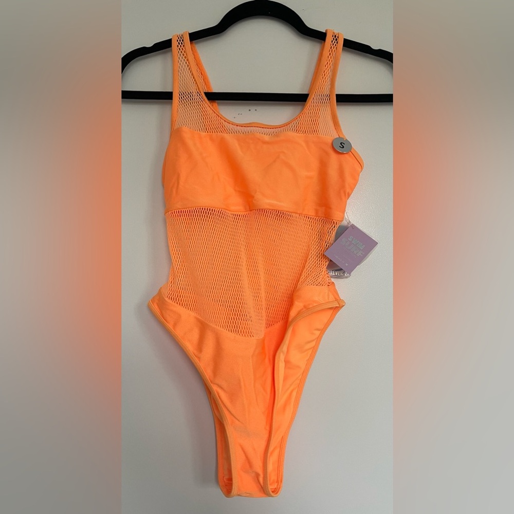 Forever 21 Orange Mesh Swimsuit